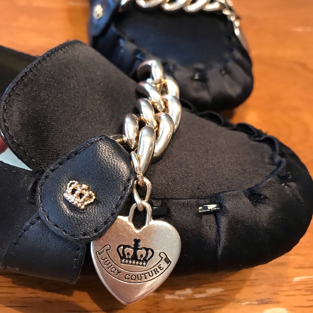 Juicy Couture Melissa loafers, black satin, sz 9.